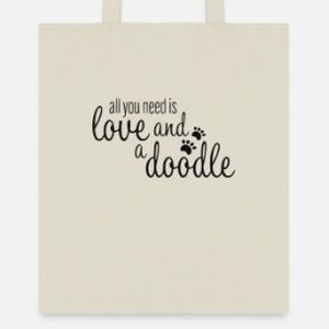 All you need is love and a doodle tote bag